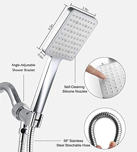 Grich High Pressure Shower Head With Handheld, 6 Spray Modes/Settings Detachable Shower Head With Stretchable 59" 304 Stainless Steel Hose And Multi Angle Adjustable Shower Bracket #TOP3
