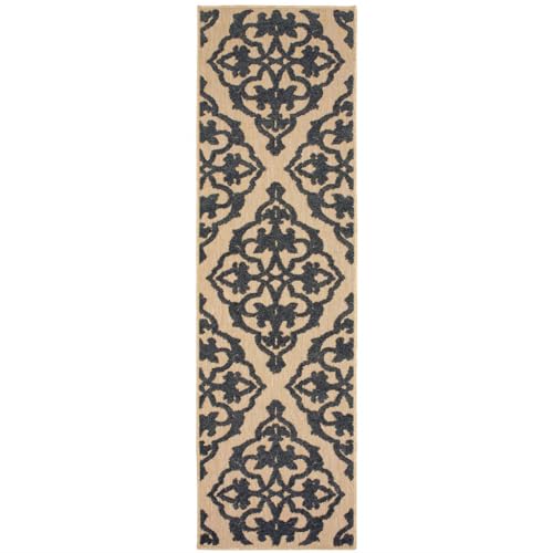 2 x 8 ft. Sand Oriental Stain Resistant Indoor & Outdoor Area Rug