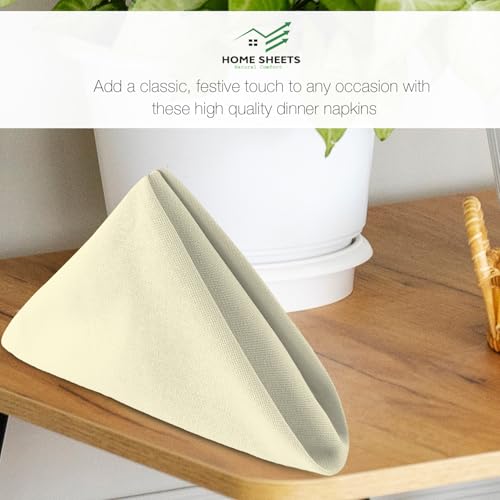 Image of 100% Cotton Dinner Napkins 12x12 Inch, Soft & Durable, Reusable Cloth Napkins for Dining, Events, and Everyday Use (Ivory, Set of 25 (12x12))