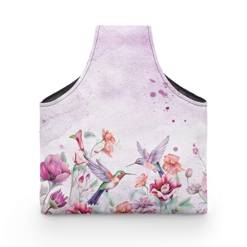 Image of Hummingbird Yarn Bags for Crochrting Organzing Knitting Bag Yarn Storage Shelves Floral Crochet Tote Bag,Large
