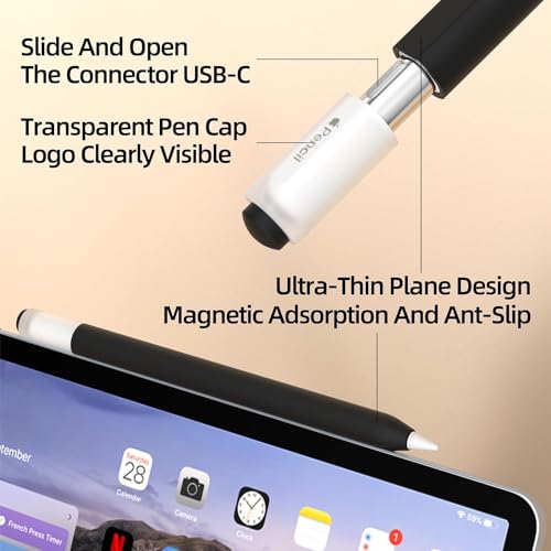 Image of Pencil Case for Apple Pencil (USB-C) 3rd Generation Silicone Protective Cover Sleeve, Supports Magnetic Attachment 3rd Gen (Black)