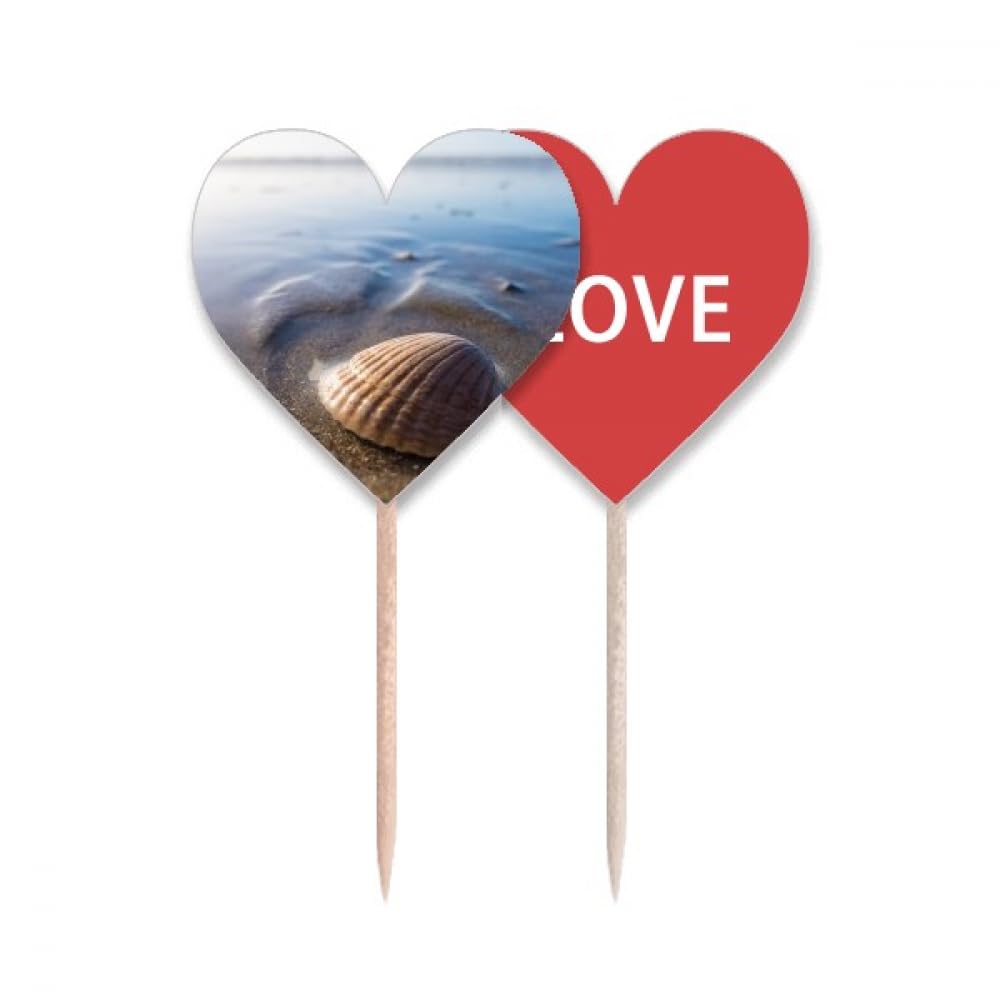 Pique-dents cœur d'amour et coquillage océan pour gâteau de fête