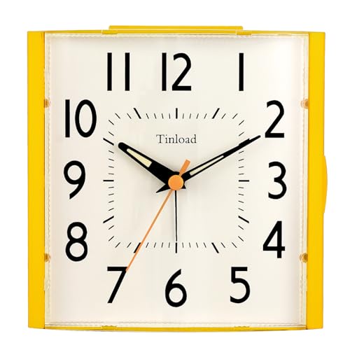 11,9 cm Vintage Retro Analog-Wecker, super leise, nicht tickende Uhr mit Nachtlicht, Schlummerfunktion, batteriebetrieben, einfaches Design, für Wohnzimmer, Schlafzimmer, Nachttisch, Schreibtisch,