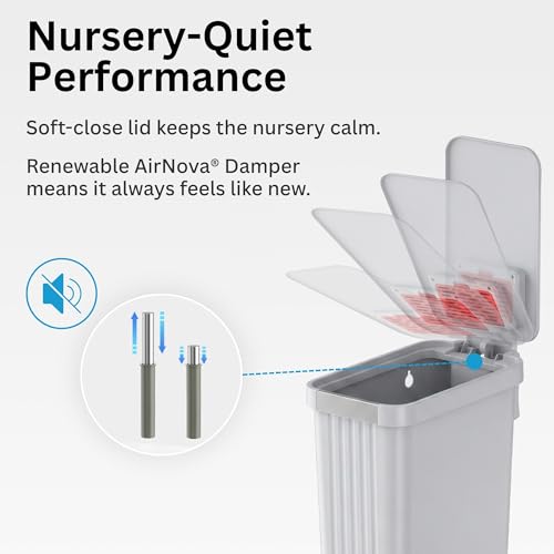 Image of Patented 13 Gallon Step Diaper Pail, Fits Kitchen Bags, Odor Filter, 50L Baby Trash Can, 135 Diaper Capacity, No Refills Needed, for Nursery Diapers & Adult Incontinence Underwear, Matte Light Gray