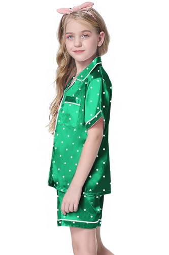 Image of Girls & Womens Satin Pajamas Set, Silk Button-Down Sleepwear 2 Piece Nightwear, 3 Years - Women XXL