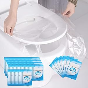 100 Pack Disposable Plastic Toilet Seat Covers,Waterproof Portable Travel Toilet Seat Covers,Toilet Seat Protectors for…