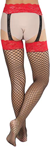 Image of ToBeInStyle Women's Attached Garter Belt Suspender Nylon Stocking Pantyhose