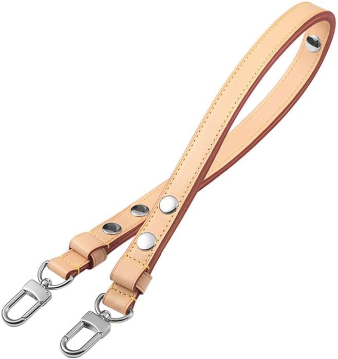 Bag Strap 3 Gears of Adjustable Length Purse Straps Replacement Crossbody Leather Strap for Handbags Silver Clasp Apricot