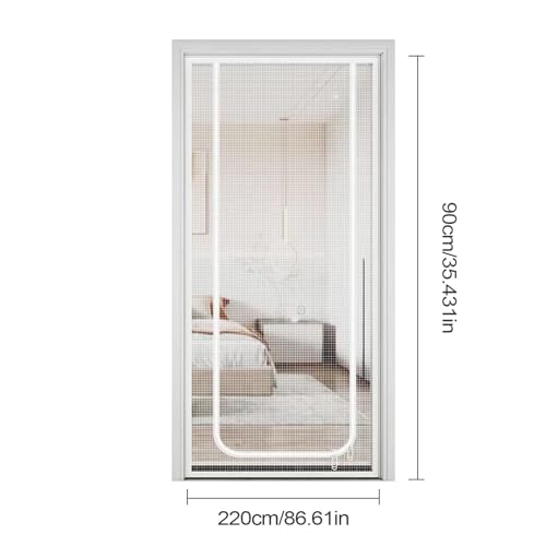 Puerta mosquitera para mascotas de 90x220 cm con reja ajustable y cremallera 6