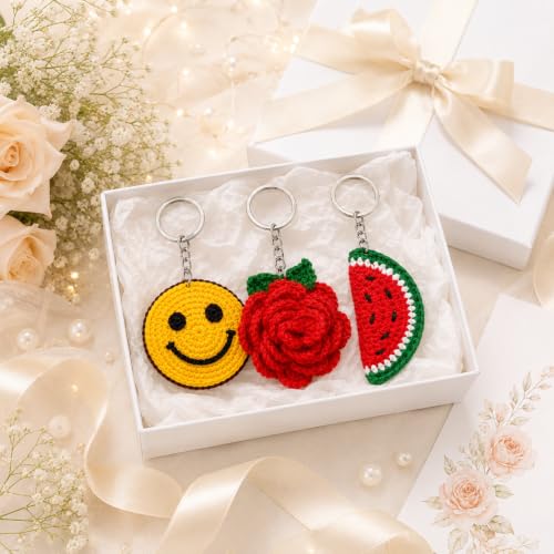Image of Handmade Crochet Keychain Flower Design