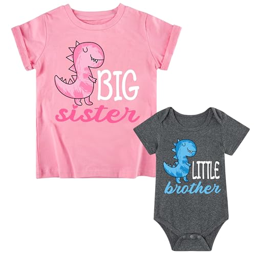 Image of Funnycokid Big Sister Little Brother Matching Outfits Toddler Girl Shirt Newborn Boys Clothes