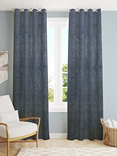 Image of Homefab India 2 Piece Velvet Long Door Curtain - 9 feet, Room Darkening Curtains, Grey
