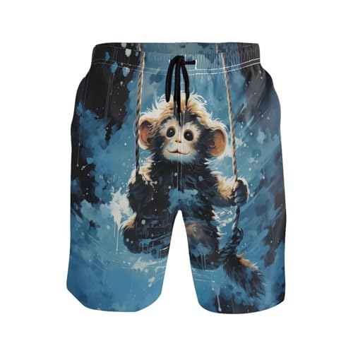 Mono Azul Espacial Hombre Pantalones Cortos Forro De Malla Cortos De Baño con Bolsillo Traje De Baño Vacaciones Surf Pantalones XXL