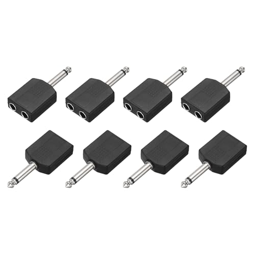 Adaptador de conector TS 6.35mm macho a 2x hembra 6.35mm 8 pcs miniatura 1