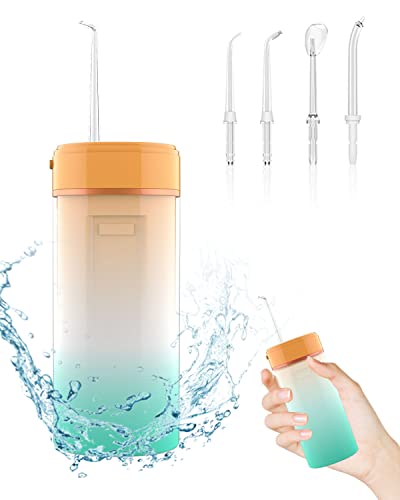 Hydropulseur Jet Dentaire Portable, DDKJ Hydropulseurs Sans Fil Irrigateur Oral avec 4 Buses à Jet, IPX6 Etanche, 4 Modes(Doux/Fort/Pulsé/d'action Ponctuelle), Réservoir d'eau 160ML)