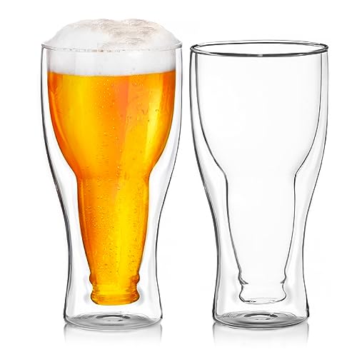 El Mejor Listado de Tarro los preferidos por los clientes. 48 MAGMALIFE Vasos de Cristal con Doble Pared de Vidrio, Elegante Set de 2 piezas de 350 ml (11.8 Onzas), Ideal para Cerveza o Refresco, Conserva las Temperaturas de las Bebidas Frias...