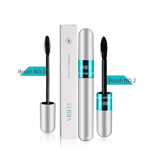2 Pack Vibely Mascara 5X Longer Washable, 2 In 1 4D Silk Fiber Lash Mascara, No Clumping, Long-Lasting Thrive Black Mascara #TOP1