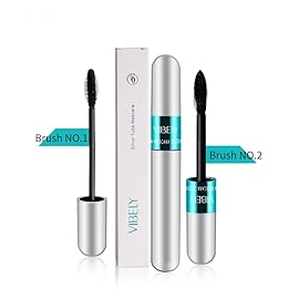 4 Pack VIBELY Mascara 5x Longer Washable, 2 in 1 4D Silk Fiber Lash Mascara, Natural Lengthening and Thickening, No Clumping, Long-lasting