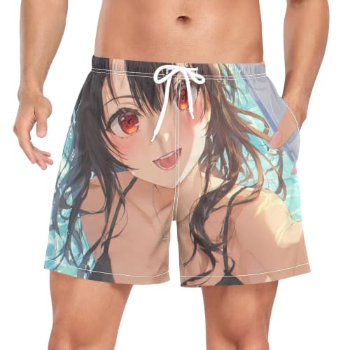 Pantalones cortos de natación transpirables y elásticos diseño anime para piscina y yoga
