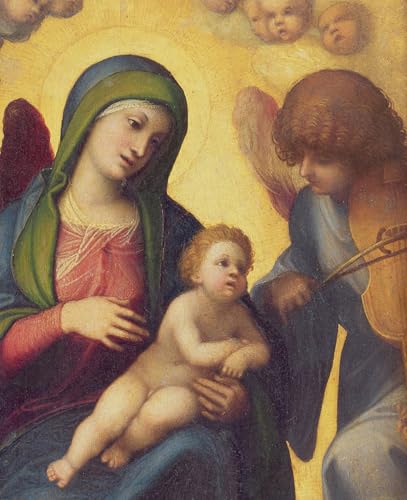 Tableau Toile Dame et enfant avec des anges Correggio déco salon 60x90
