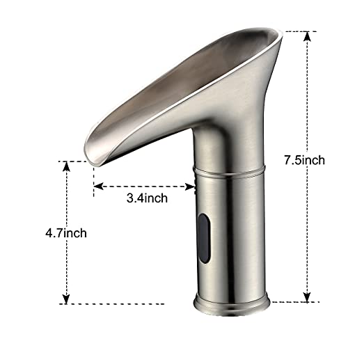 Gangang Led Waterfall Bathroom Touchless Faucet Brush Nickle Automatic Motion Sensor Lighted Colorful Water Tap Mixer With Control Box And Mixing Valve(Led Round Waterfall) #TOP4