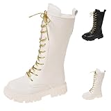 Bottes d'hiver pour fille   Doublure polaire   Bottes longues en cuir   Bottes d'équitation   Fermeture éclair latérale   Bottines élégantes   Antidérapantes   Bottes d'hiver chaudes   Bottes