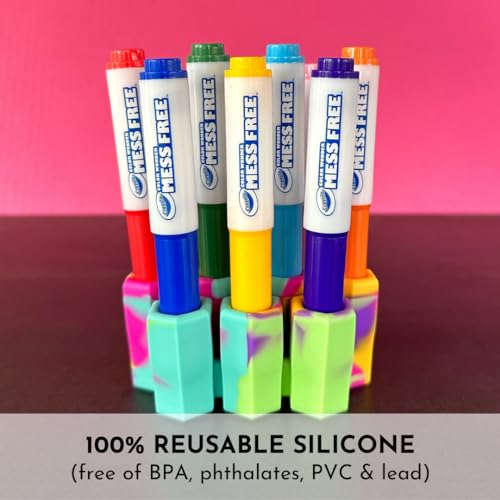 Image of Big Bee, Little Bee - Marker Parker, Holder to Keep Markers Organized, Fits Most Broad and Fine Tip Markers, 100% Silicone, As Seen on Shark Tank, Markers Not Included (Marigold)