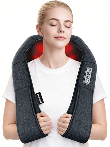 Mo Cuishle Shiatsu Neck and Back Massager with Heat – Deep Kneading for Shoulder and Neck – Ideal Gift for Men, Women, Mom, Dad Him & Her – Perfect for Christmas, Mother's Day, Father's Day, Birthdays