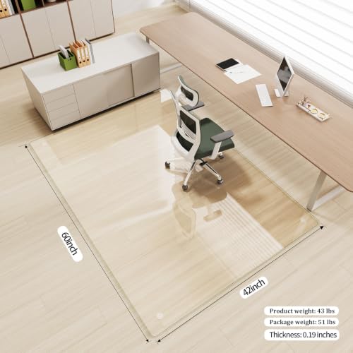 Image of [Tempered Glass] 42 inch x 60 inch Glass Office Chair Mat for Carpet