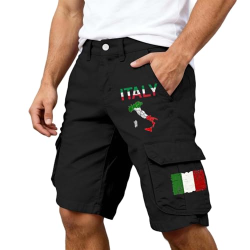 Tobysper Short de sport court pour homme - Drapeau de l'Italie - Pantalon d'été respirant - Short de course léger - Pantalon de jogging court avec poche et...