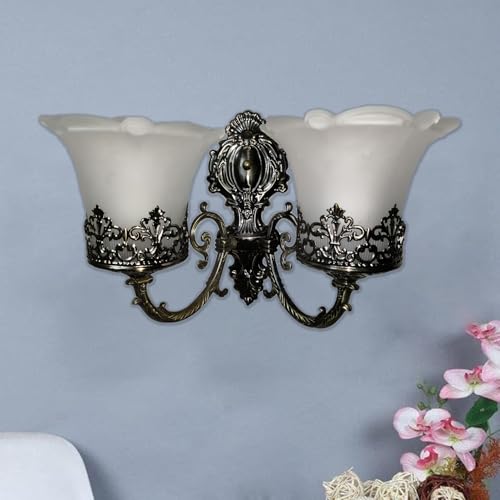 Image of WHITERAY Black Antique Designer Imported Wall Light Wall lamp for Bedroom, Living Room,Kitchen, Bars, malls, Besides The Bed, Balcony Home Decoration ((1111 (Double) (with Bulb))