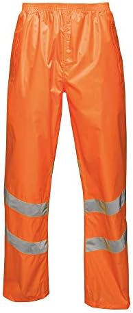 Regatta TRW498 18850 Professional Hi-Vis Waterproof and Windproof Pack away Over trousers, Orange, S