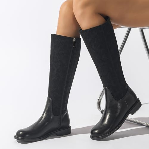 Women's Knee-High Square Toe Chunky Heel Boots: Comfortable Low Block Heel, Casual Fashion Long Boots for Wide Calf2