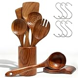 Bohrynthic 14 Stück Kochlöffel Holz Set, Holzutensilien Zum Kochen, Holzkochlöffel, Kochlöffel...