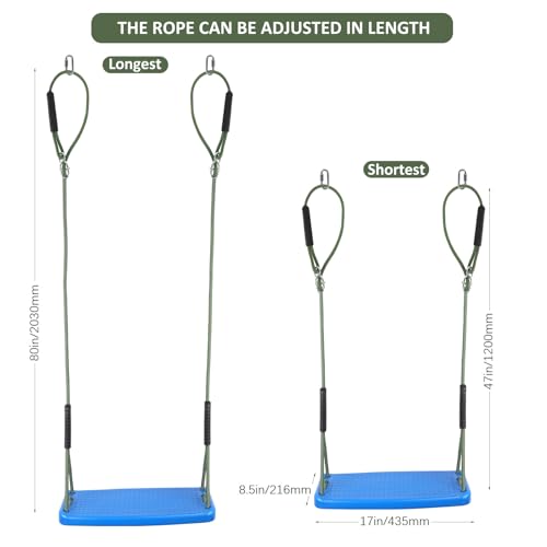 Image of Plastic Swing Set Heavy Duty Replacement for Kids with Adjustable Rope Non-Slip Tree Swing Swing Seat Accessories Indoor Outdoor Backyard Playground, Blue