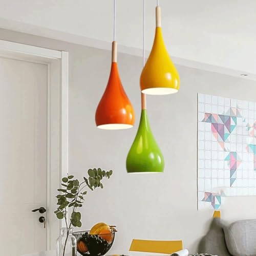 Lampe à suspension colorée jaune avec douille E27 à tête unique