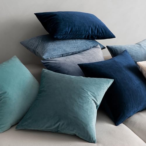 Image of MIULEE Pack of 2, Velvet Soft Soild Decorative Square Throw Pillow Covers Set Cushion Case for Sofa Bedroom Car18 x 18 Inch 45 x 45 Cm