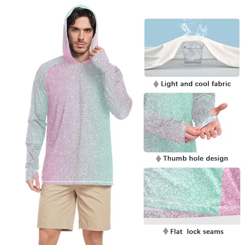 Gradient Purple Blue Spf Hoodies for Men, Lightweight Hoodies for Summer, UPF 50+ Mens Running Shirts Long Sleeve4
