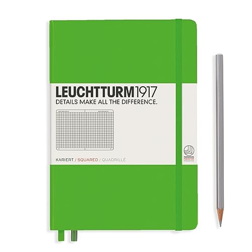 Image of LEUCHTTURM1917 - Notebook Hardcover Medium A5-251 Numbered Pages for Writing and Journaling (Fresh Green, Squared)