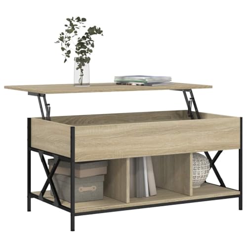 Table basse en chêne Sonoma et métal structure stable d'architecte pour séjour - 5