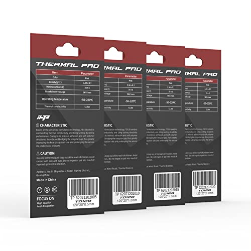 Ihtp Thermal Pad 12.8 W/Mk Non Conductive Heat Dissipation Silicone Pad For Pc Laptop Heatsink/Gpu/Cpu/Led Graphics Card, 120X20Mm, 0.5Mm, 1.0Mm,1.5Mm, 2.0Mm 4 Packs #TOP1