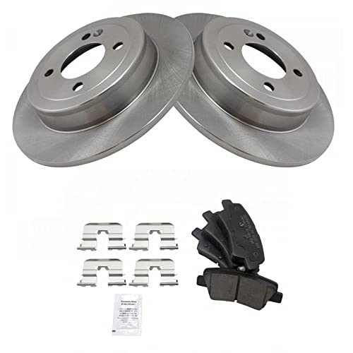 Image of TRQ Rear Brake Pad and Rotor Set Ceramic Solid Rotors