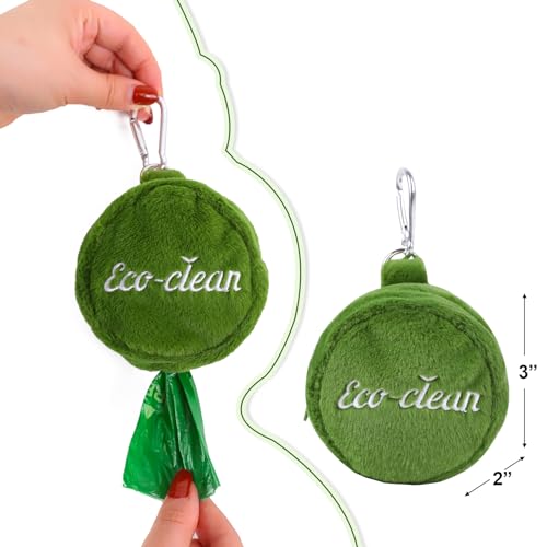 Image of Dog Poop Bag Holder, Cute Poop Bags Dispenser with Metal Clip, Doggie Waste Bag Dispenser for Leash, Green