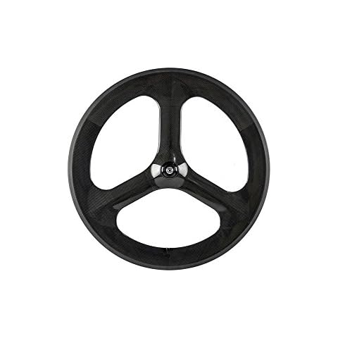 WINDBREAK BIKE Tri-Spoke Carbon Wheelset Fixed Gear Bike Front Wheels 700c 23mm Width Cover