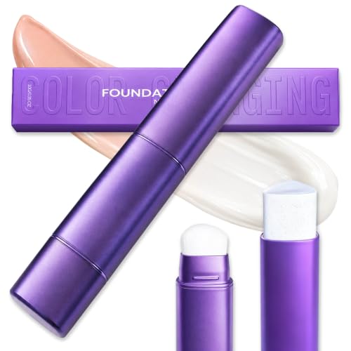 2-in-1 Color Changing Facelove Foundation Stick for Mature, Dry & Combination Skin with Built-in Brush – Instantly Adapts to Skin Tone, 12-Hour Hydration, Blurs Fine Lines, Natural Makeup，1 Count