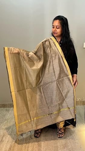 Women's Gold Printed Chanderi Cotton Dupatta3