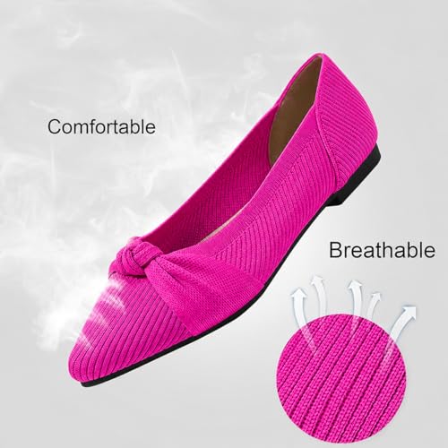 Image of TINGRISE Women's Flats Shoes Comfortable Dressy Pointed Toe Knit Washable Ballet Flat