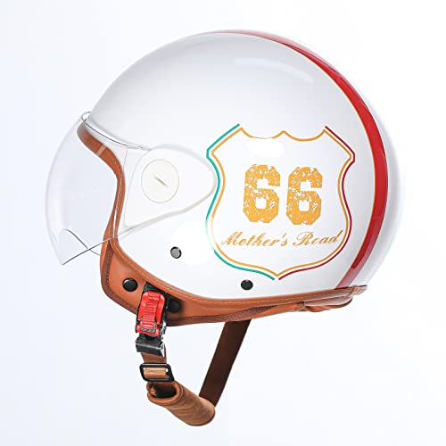 Vintage 3/4 Open Face Motorcycle Helmet,With Visor Retro Motorcycle Half Face Helmet Dot Approved Adults Motorcycle Half Helmet Cruiser Moped Scooter Bike Atv Moped Helmet (L) #TOP3