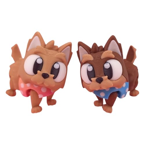 5-Pack Mini Baby Yorkshire Terrier Figurines – Articulated Desk Pet Yorkie Dogs, Collectible Pocket Dog Breeds, Fidget Toys for Teens & Adults – 2 Inch Poseable Figures – 3D Printed in Canada