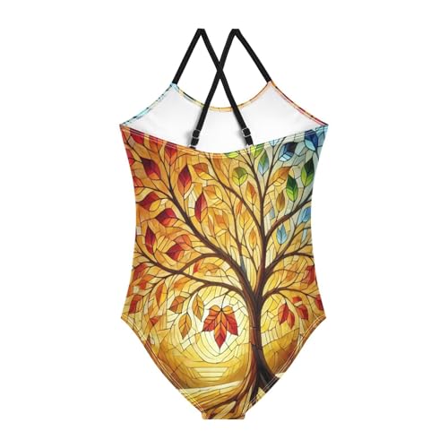 Tree Orange Colorful Bathing Suits for Girls Kids Swimsuits Swimsuits One Piece Summer Beach Swimwear2